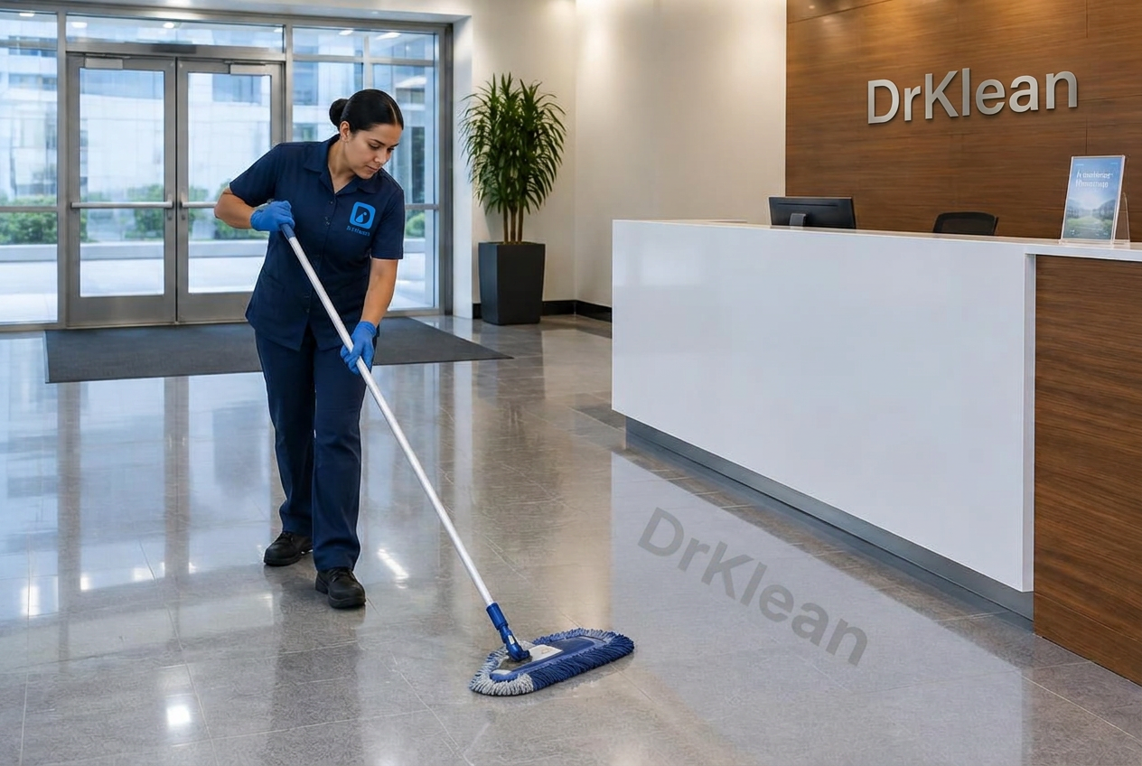 Städning av entré och reception i kontorshus